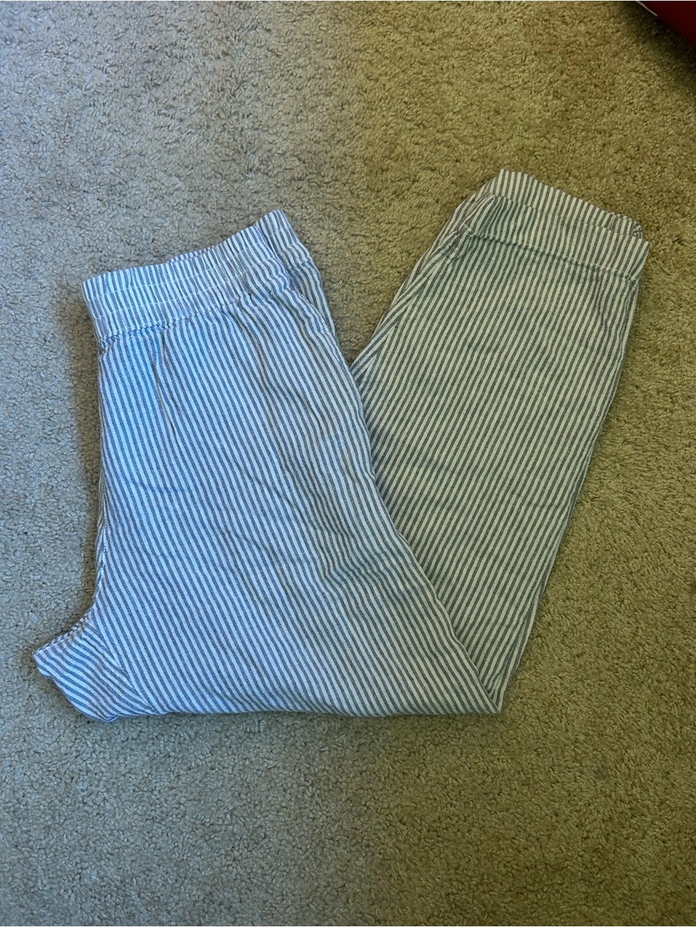Old Navy Blue and White Striped Chino Pants
